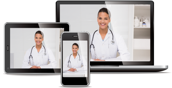 Telemed virtual telemedicine appointment on various devices