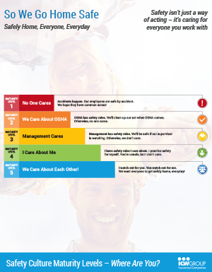 ICW Group's Safety Culture maturity levels poster.