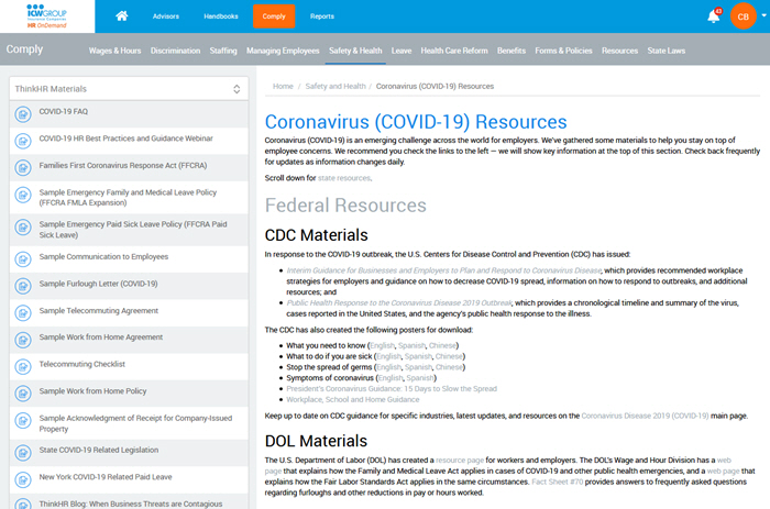 ICW Group HR OnDemand Coronavirus Resources