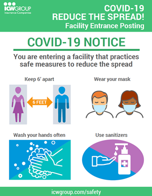 COVID-19 Poster: Reduce The Spread - Facility Entrance Posting