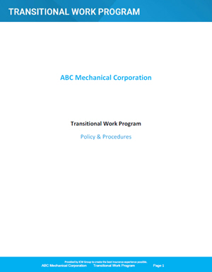 ICW Group's Transitional Work Program Policy and Procedures.