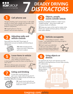 ICW Group's 7 Deadly Driving Distractions Flyer.