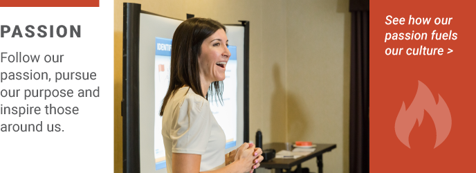 An ICW Group employee giving a presentation