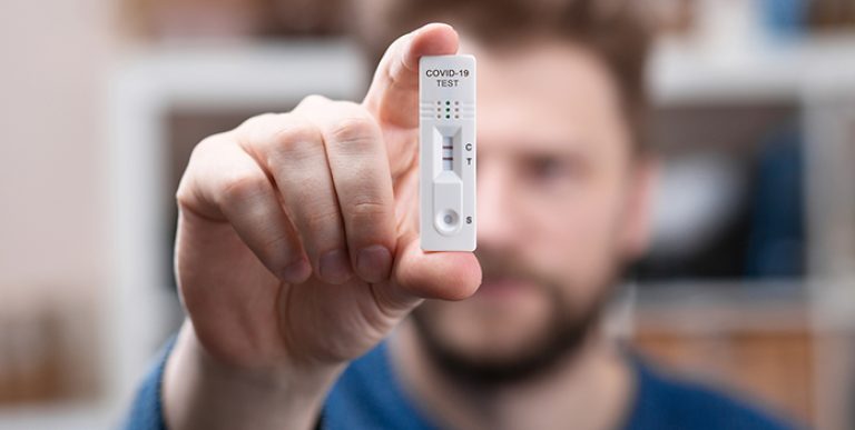 Express Corona Test. Positive Covid Antigen Test.