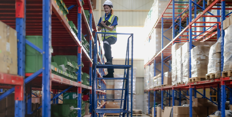 WCC - Construction Worker on Ladder at Warehouse - 696x385